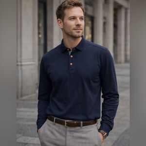 NWOT Au Noir Men Large Polo Shirt Navy Dry Fit Business Casusual Artsy Office